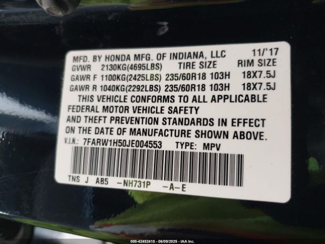 7FARW1H50JE004553 Honda CR-V EX