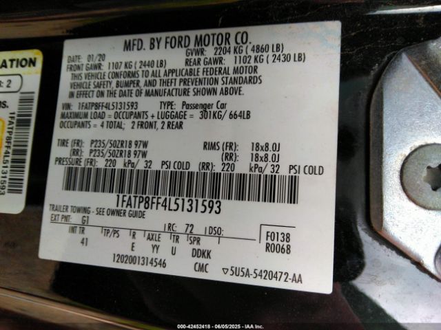 1FATP8FF4L5131593 Ford Mustang Gt Premium
