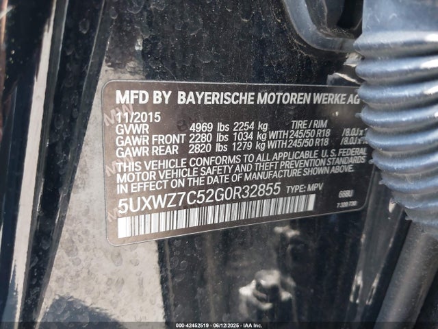 5UXWZ7C52G0R32855 BMW 2016