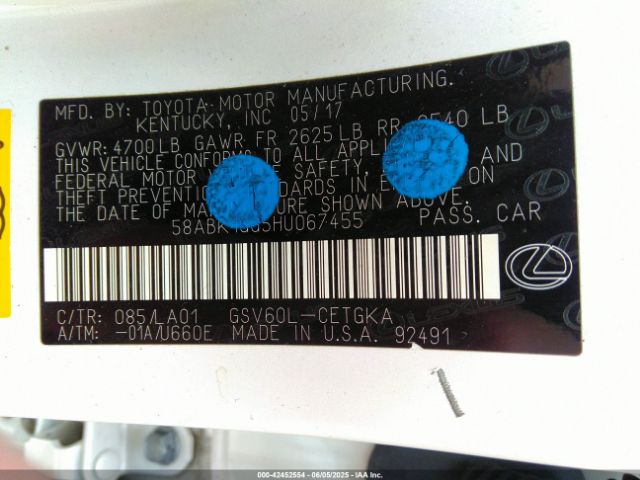 58ABK1GG5HU067455 Lexus ES 350