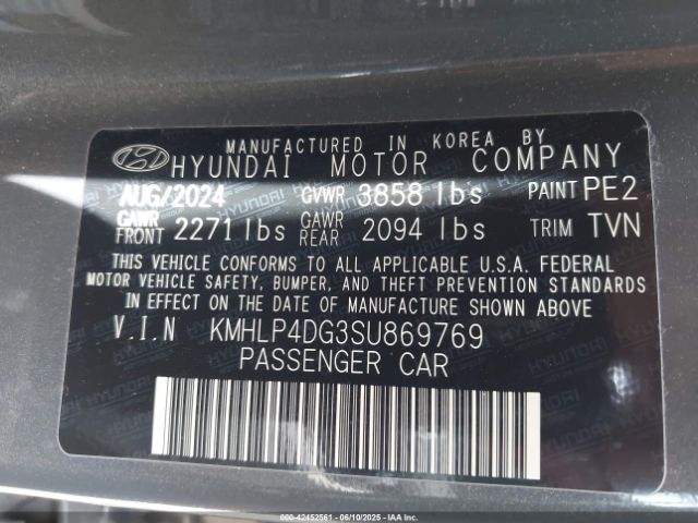 KMHLP4DG3SU869769 Hyundai Elantra Limited