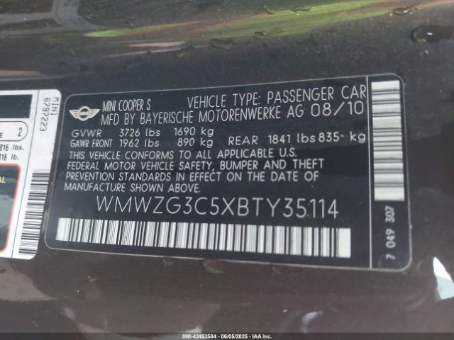 2011 MINI COOPER S CLUBMAN WMWZG3C5XBTY35114 Photo 8