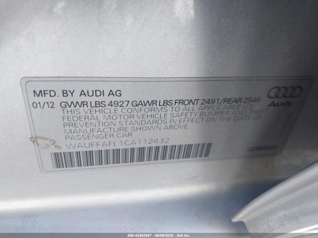 2012 AUDI A4 WAUFFAFL1CA112432 Photo 8