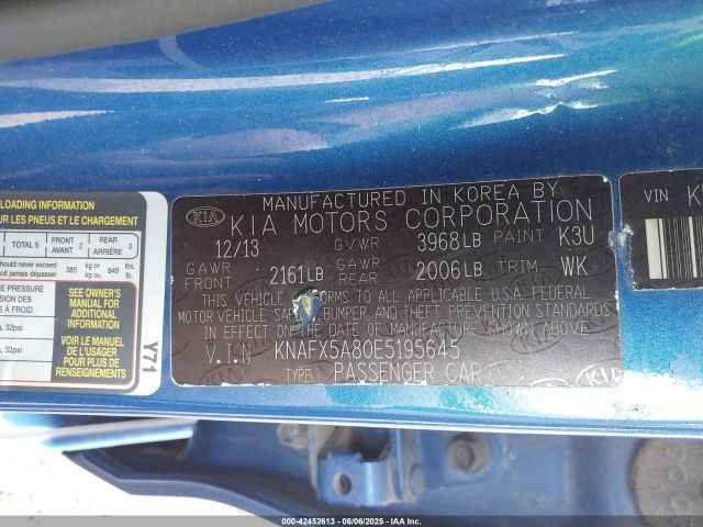 KNAFX5A80E5195645 KIA FORTE EX