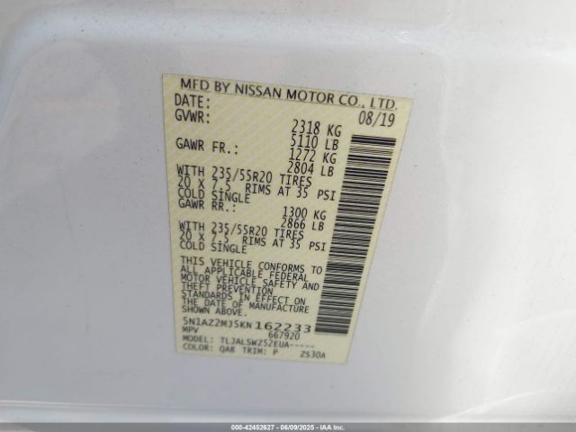 5N1AZ2MJ5KN162233 Nissan Murano