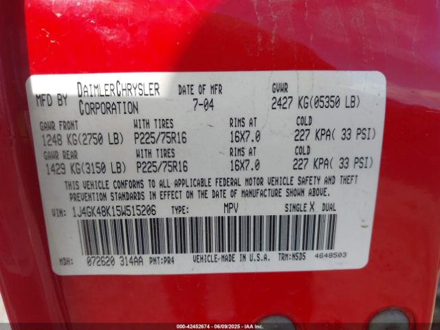 2005 JEEP LIBERTY 1J4GK48K15W515206 Photo 8