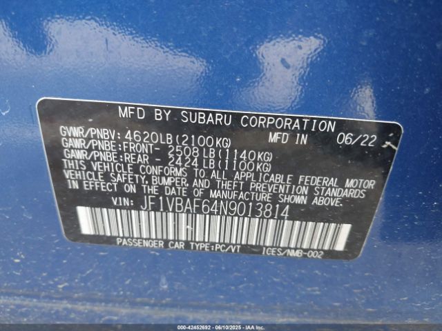 2022 SUBARU WRX JF1VBAF64N9013814 Photo 8