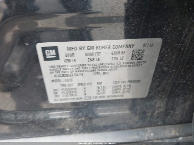 Aukcja sprzedaży 2014 Buick Encore Convenience, vin: KL4CJBSB5EB784119, numer aukcji: 42452697