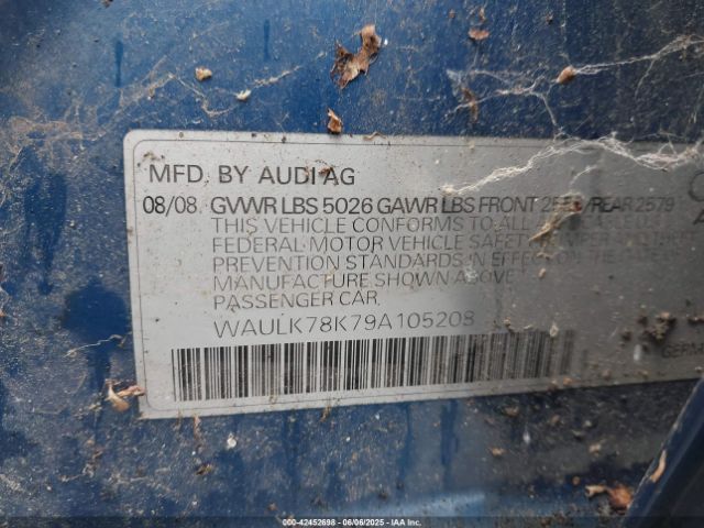 2009 AUDI A4 WAULK78K79A105208 Photo 8