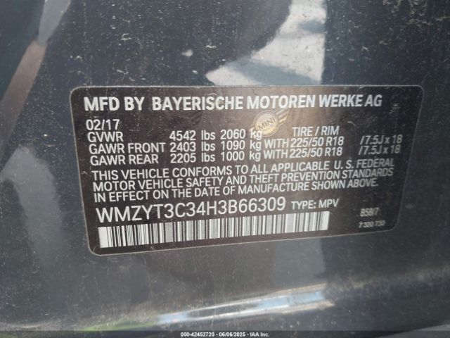 2017 MINI COUNTRYMAN WMZYT3C34H3B66309 Photo 8
