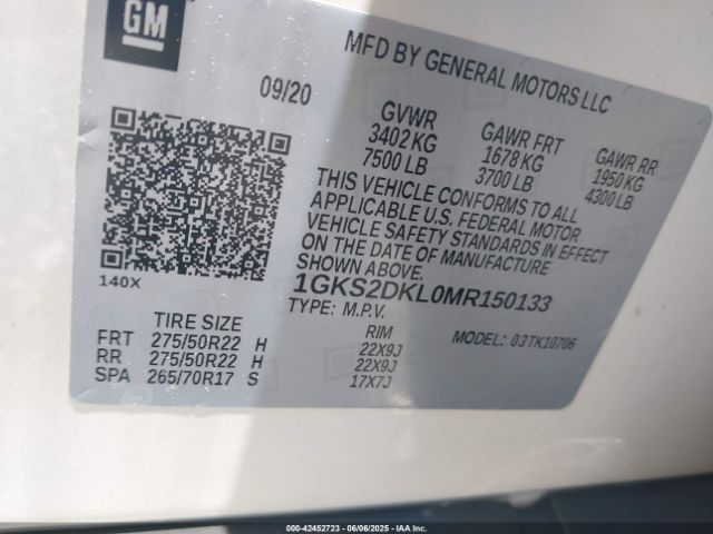 2021 GMC YUKON 1GKS2DKL0MR150133 Photo 8