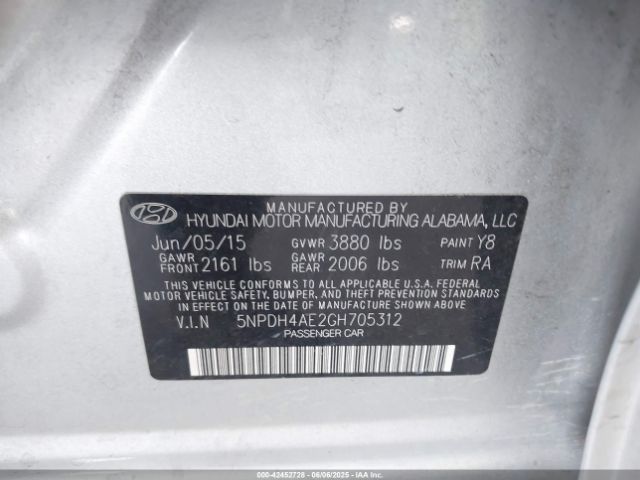 5NPDH4AE2GH705312 Hyundai ELANTRA SE