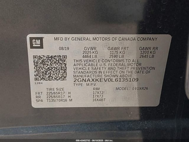 2020 CHEVROLET EQUINOX 2GNAXKEV0L6135109 Photo 8