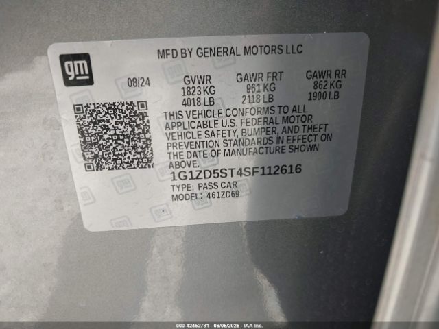 1G1ZD5ST4SF112616 Chevrolet Malibu Fwd 1lt