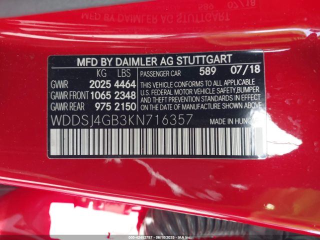 WDDSJ4GB3KN716357 Mercedes-Benz CLA 250 4MATIC