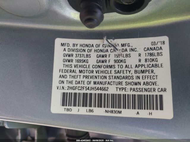 2HGFC2F54JH544662 Honda k20c2