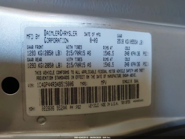 2004 CHRYSLER TOWN & COUNTRY 1C4GP44R34B515806 Photo 8