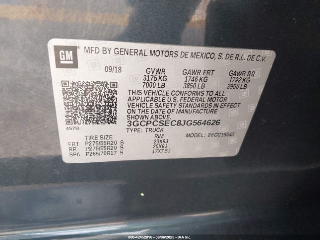 3GCPCSEC8JG564626 Chevrolet Silverado 1500 1lz