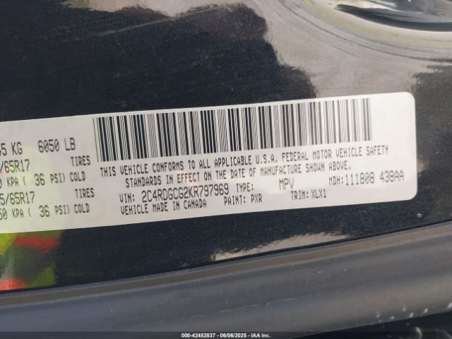 2C4RDGCG2KR797969 Dodge Grand Caravan Sxt