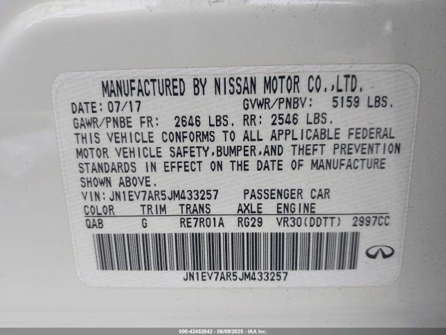 Infiniti Q50 2018 JN1EV7AR5JM433257 Image 9