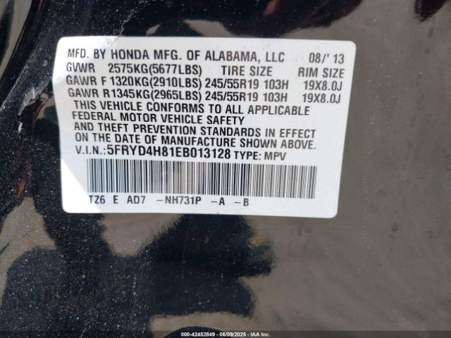 2014 ACURA MDX 5FRYD4H81EB013128 Photo 8