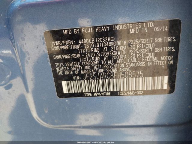 JF2SJARC8FH508575 Subaru 2.5na u5
