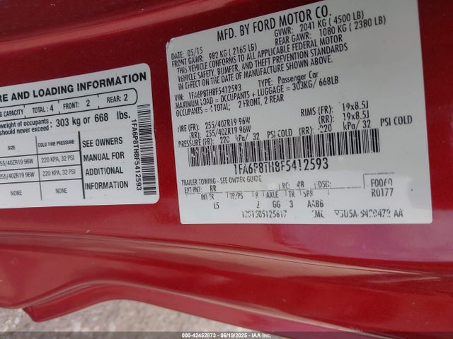 Ford Mustang 2015 1FA6P8TH8F5412593 Image 9