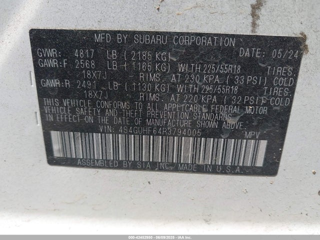 4S4GUHF64R3794005 Subaru na