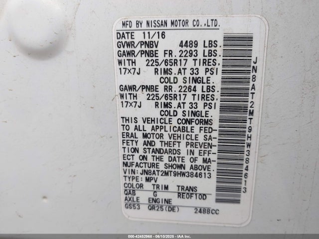 Nissan 2017 2017 JN8AT2MT9HW384613 Image 9