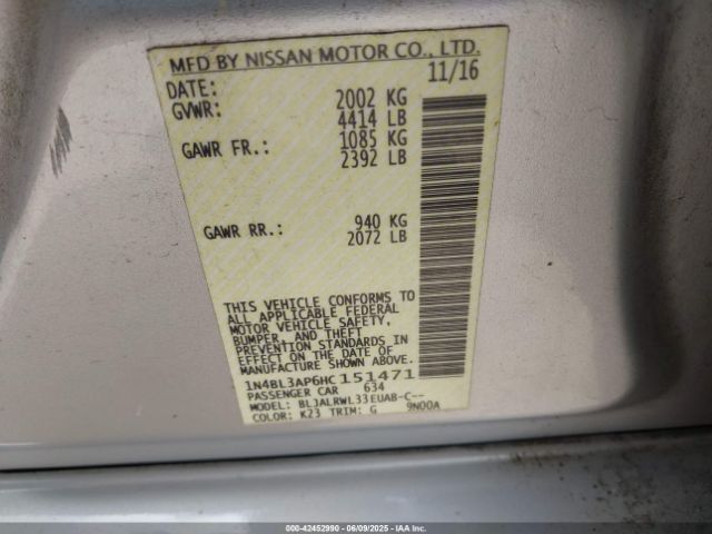 2017 NISSAN ALTIMA 1N4BL3AP6HC151471 Photo 8