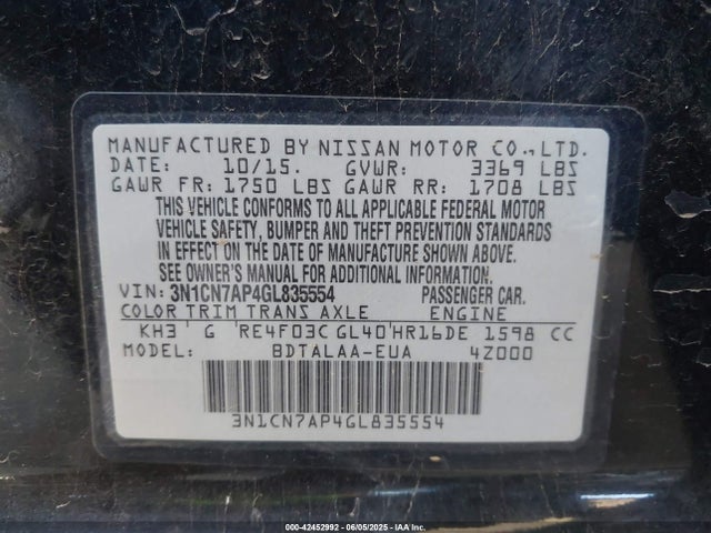 Nissan 2016 2016 3N1CN7AP4GL835554 Image 9