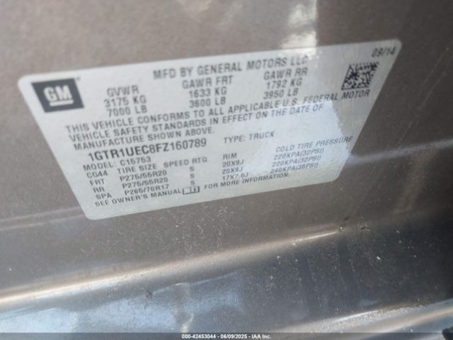 2015 GMC SIERRA 1500 1GTR1UEC8FZ160789 Photo 8