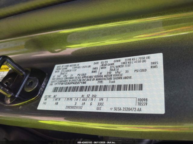 1FTFW1E80PKE07196 Ford gtdi