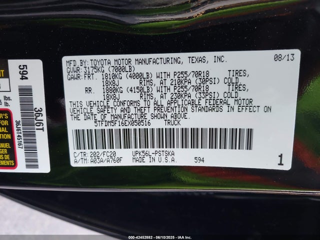 Toyota 1ur-fe 2014 5TFDM5F16EX050516 Image 9