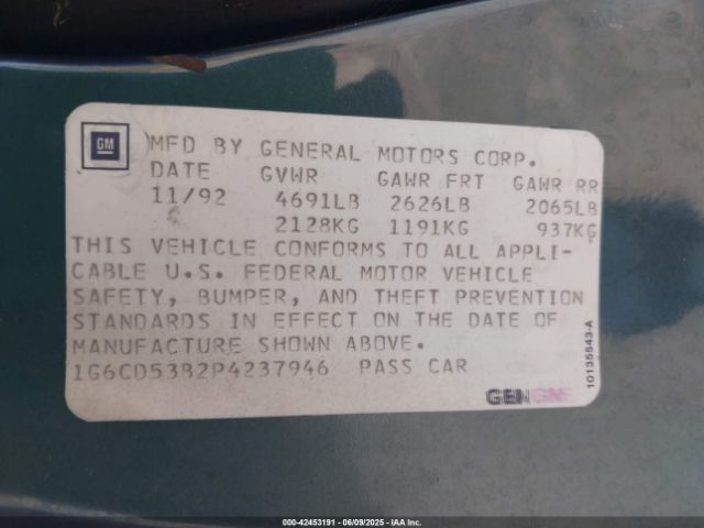 1993 CADILLAC DEVILLE 1G6CD53B2P4237946 Photo 8