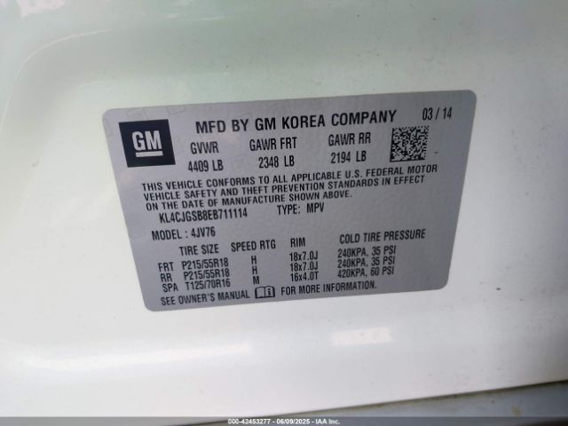 KL4CJGSB8EB711114 Buick luv