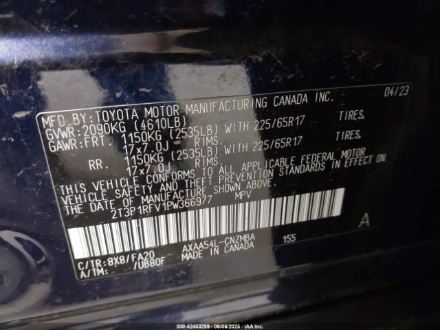2T3P1RFV1PW366977 Toyota Rav4 Xle