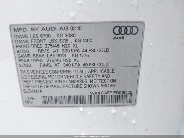 WA1LGAFE1FD016429 Audi Q7 3.0t Premium