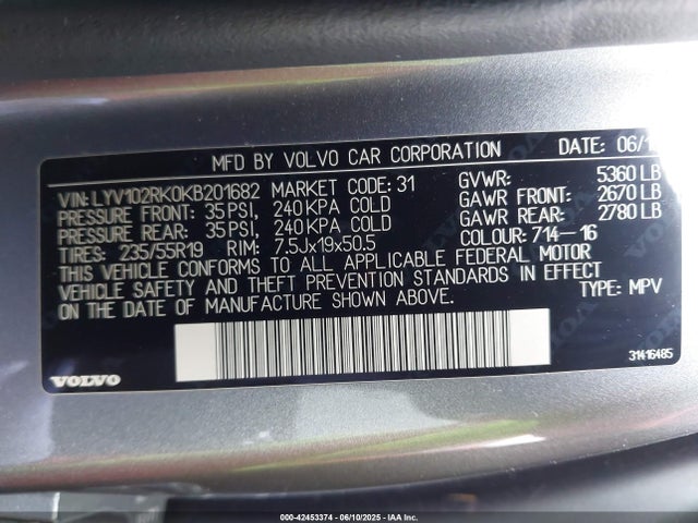 Volvo b4204t (mp) 2019 LYV102RK0KB201682 Image 9