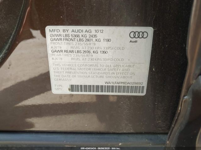2013 AUDI Q5 WA1LFAFP8DA029892 Photo 8