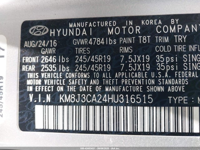 KM8J3CA24HU316515 Hyundai t-gdi gamma