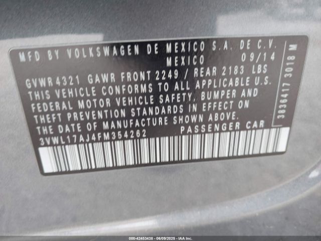 3VWL17AJ4FM354262 Volkswagen Jetta 1.8t Sel