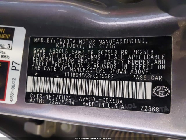 4T1BD1FK3HU215383 Toyota 2ar-fxe+2jm