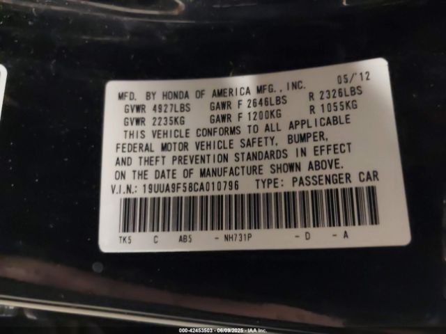 2012 ACURA TL 19UUA9F58CA010796 Photo 8