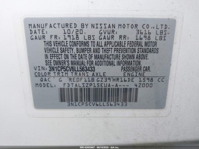 Nissan 2020 2020 3N1CP5CV6LL563433 Image 9