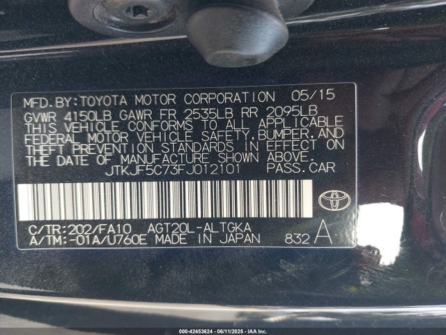 Scion 2ar-fe 2015 JTKJF5C73FJ012101 Image 9