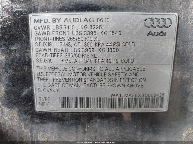 2011 AUDI Q7 WA1LMAFEXBD000426 Photo 8