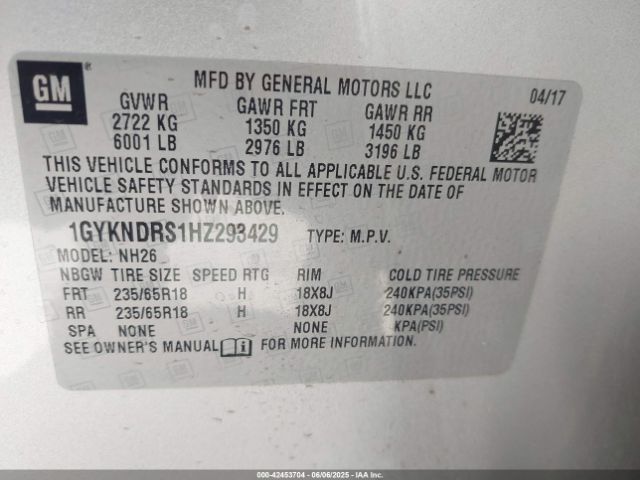 2017 CADILLAC XT5 1GYKNDRS1HZ293429 Photo 8