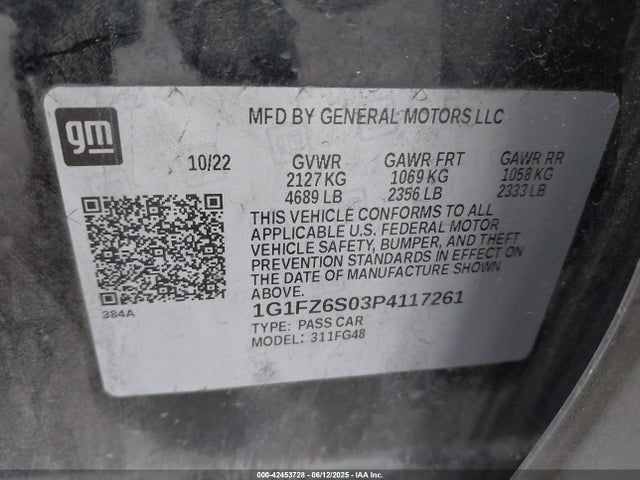 1G1FZ6S03P4117261 Chevrolet 2023