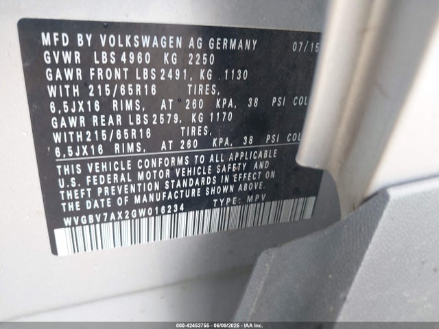 WVGBV7AX2GW016234 Volkswagen Tiguan